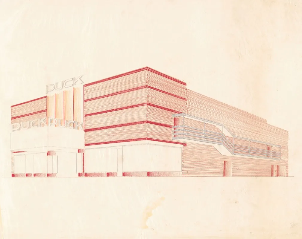 Designs For The Puck Theater Later Elgin Movie Theater Then Joyce Movie Theater New York Ny Exterior Perspective Study 2 Wall Art by Winold Reiss - High-Resolution Digital Print