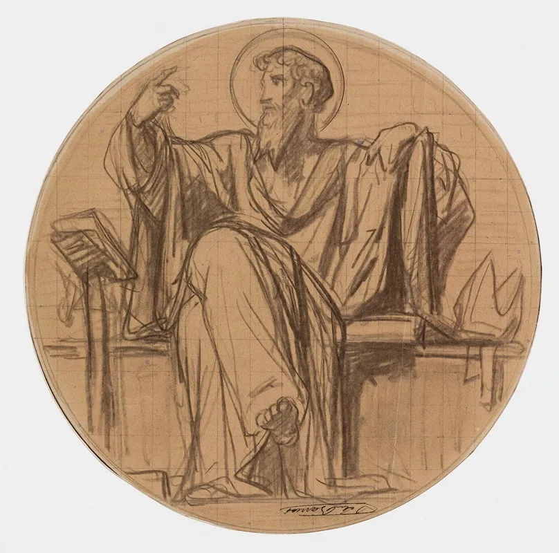 Dessin Preparatoire Pour Les Medaillons De Leglise De La Trinite 66 Rue Saint Lazare 9eme Arrondissement 3