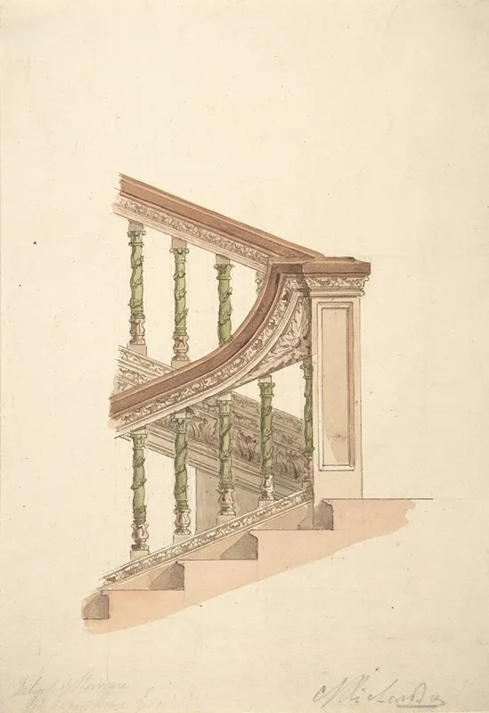 Detail Of Staircase At Gerrard House Gerrard Street Soho London Wall Art by Charles James Richardson - High-Resolution Digital Print