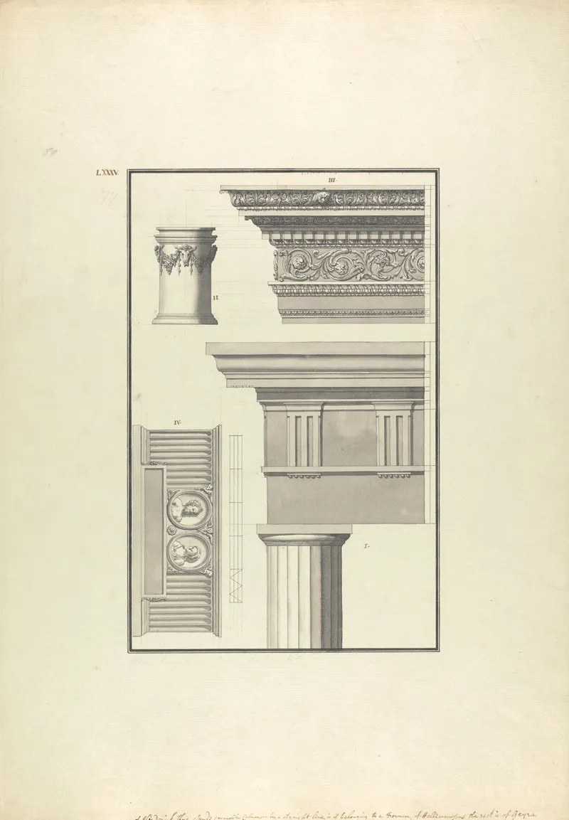 Details Of A Doric Order From The Forum Of Halicarnassus And Details From A Temple In Geyna