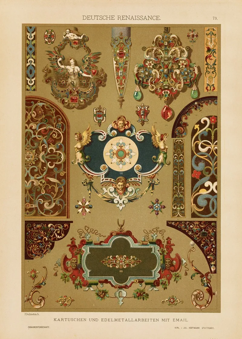 Deutsche Renaissance Kartuschen Und Edelmetallarbeiten Mit Email Wall Art by Heinrich Dolmetsch - High-Resolution Digital Print