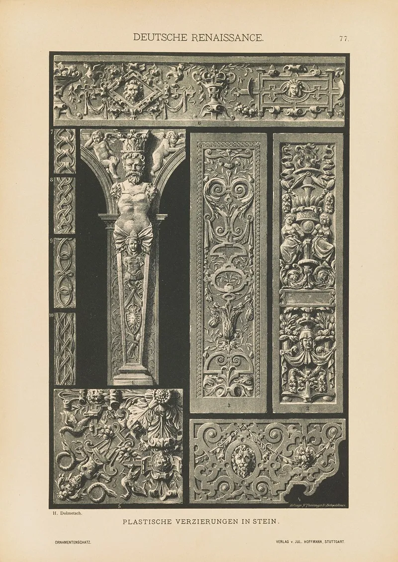 Deutsche Renaissance Plastische Verzierungen In Stein Wall Art by Heinrich Dolmetsch - High-Resolution Digital Print