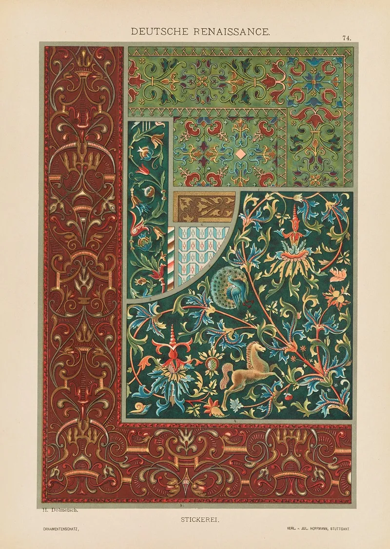 Deutsche Renaissance Stickerei Wall Art by Heinrich Dolmetsch - High-Resolution Digital Print