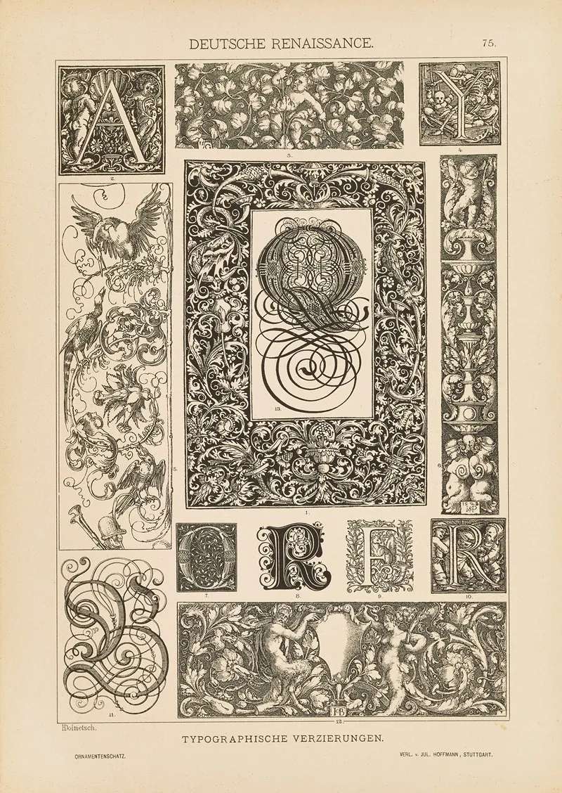 Deutsche Renaissance Typographische Verzierungen Wall Art by Heinrich Dolmetsch - High-Resolution Digital Print