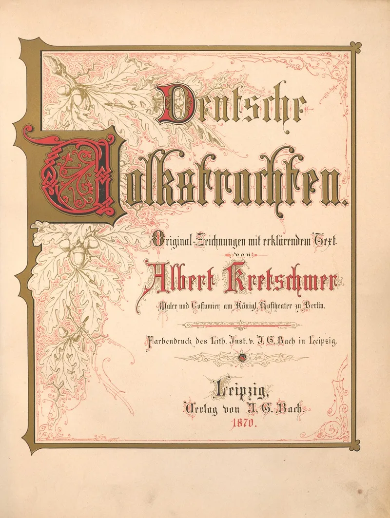 Deutsche Volkstrachten Pl 01 Wall Art by Albert Kretschmer - High-Resolution Digital Print