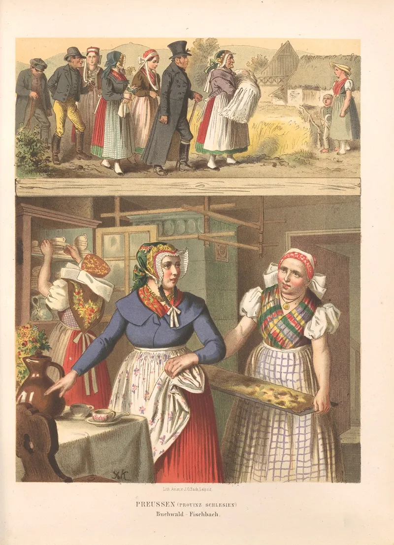Deutsche Volkstrachten Pl 14 Wall Art by Albert Kretschmer - High-Resolution Digital Print