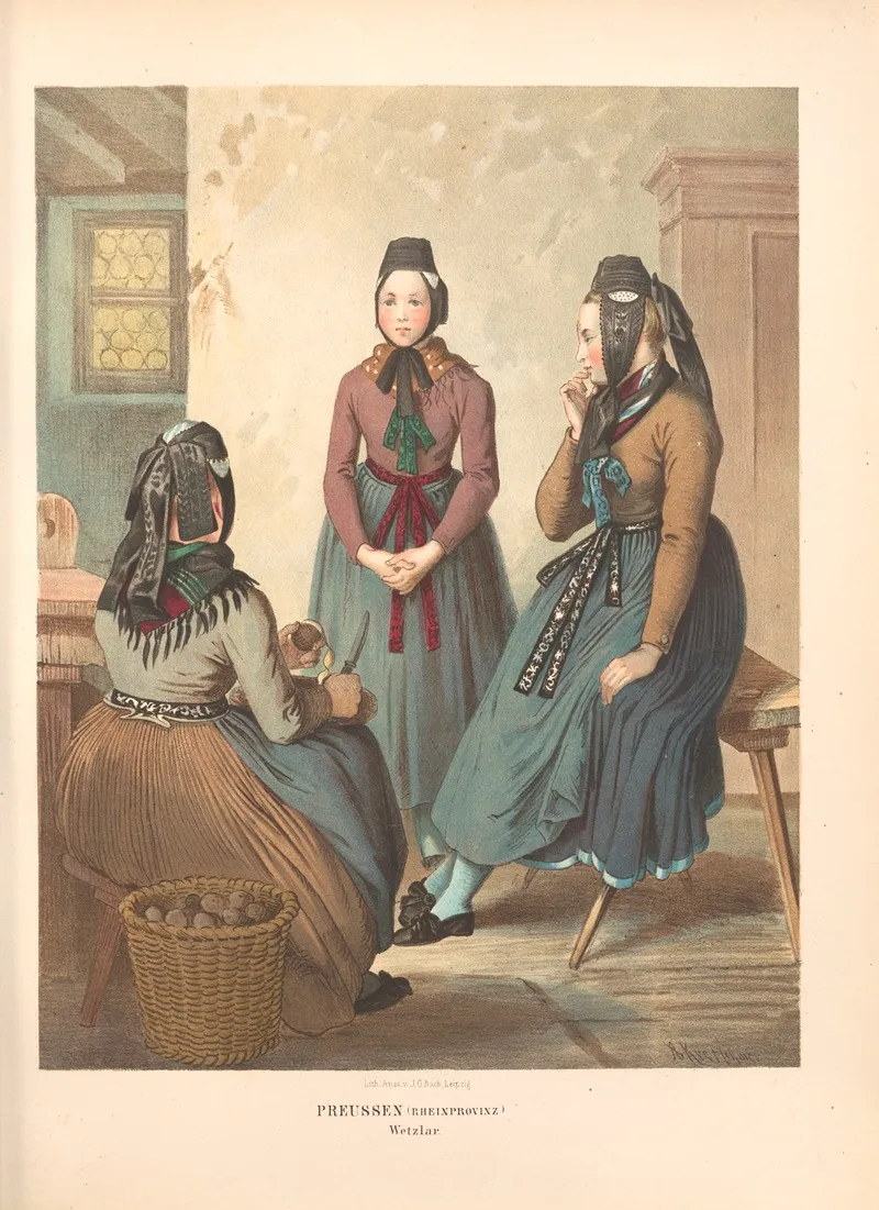 Deutsche Volkstrachten Pl 19 Wall Art by Albert Kretschmer - High-Resolution Digital Print