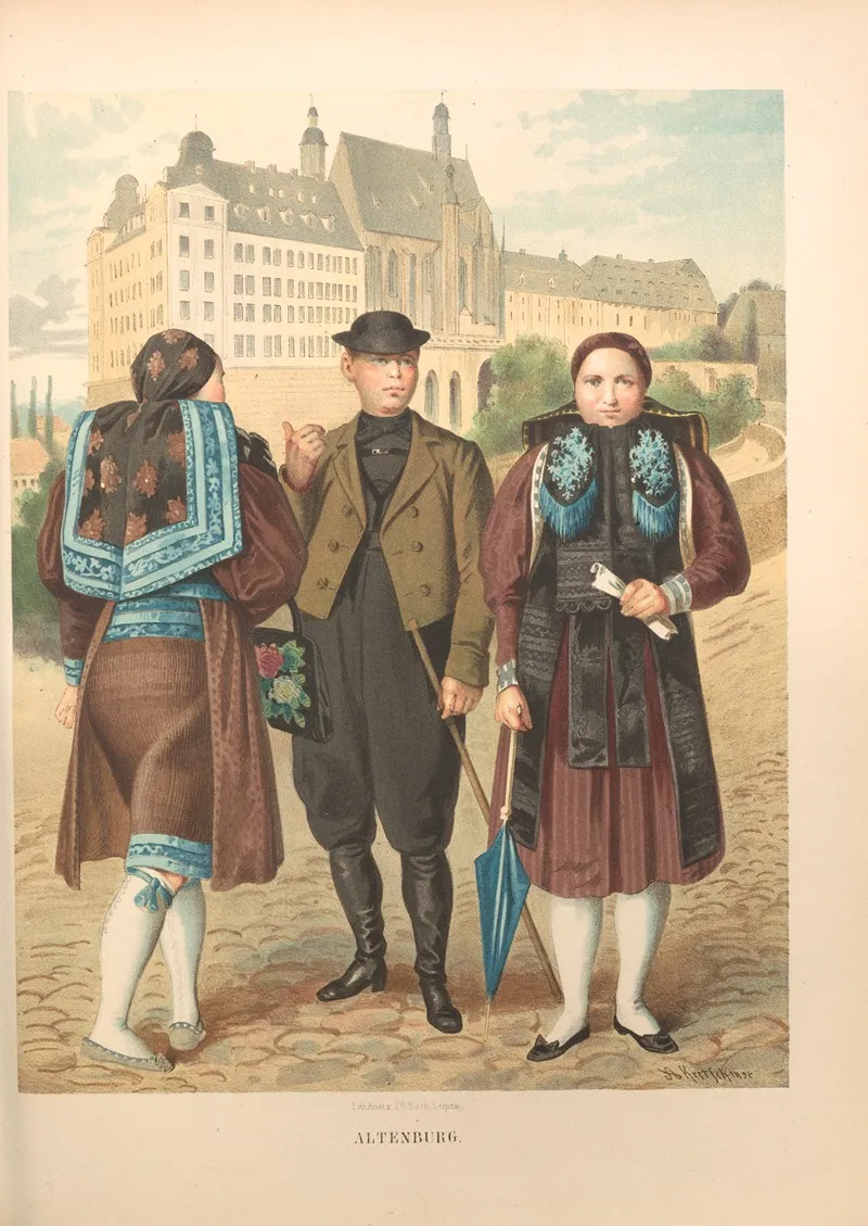 Deutsche Volkstrachten Pl 33 Wall Art by Albert Kretschmer - High-Resolution Digital Print