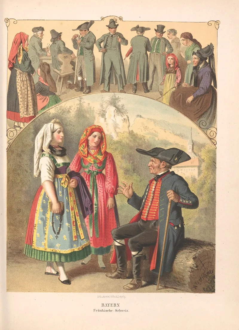 Deutsche Volkstrachten Pl 36 Wall Art by Albert Kretschmer - High-Resolution Digital Print