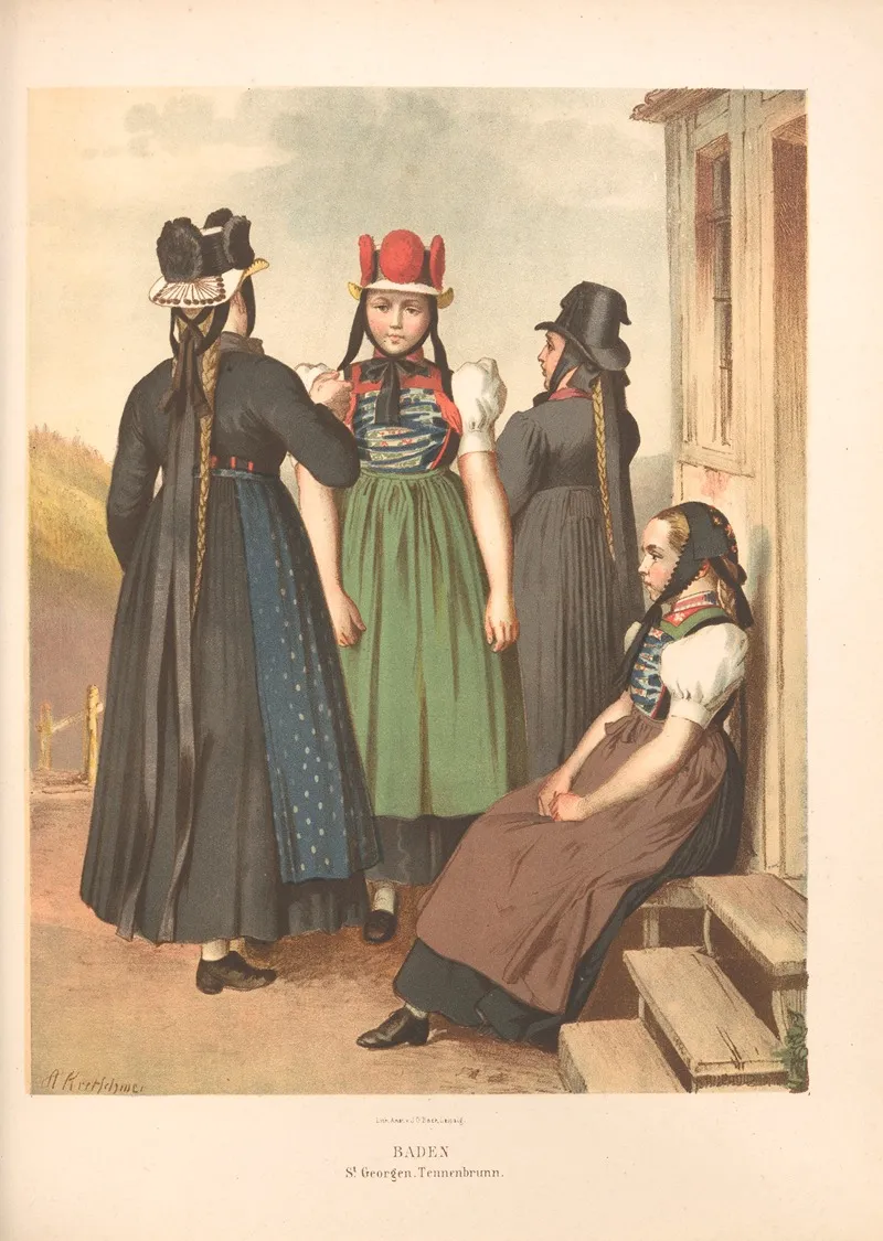 Deutsche Volkstrachten Pl 51 Wall Art by Albert Kretschmer - High-Resolution Digital Print