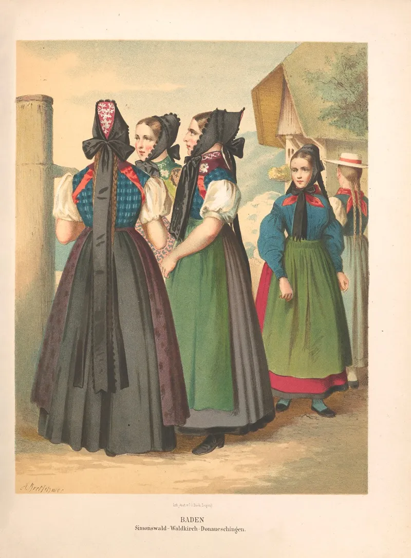 Deutsche Volkstrachten Pl 52 Wall Art by Albert Kretschmer - High-Resolution Digital Print