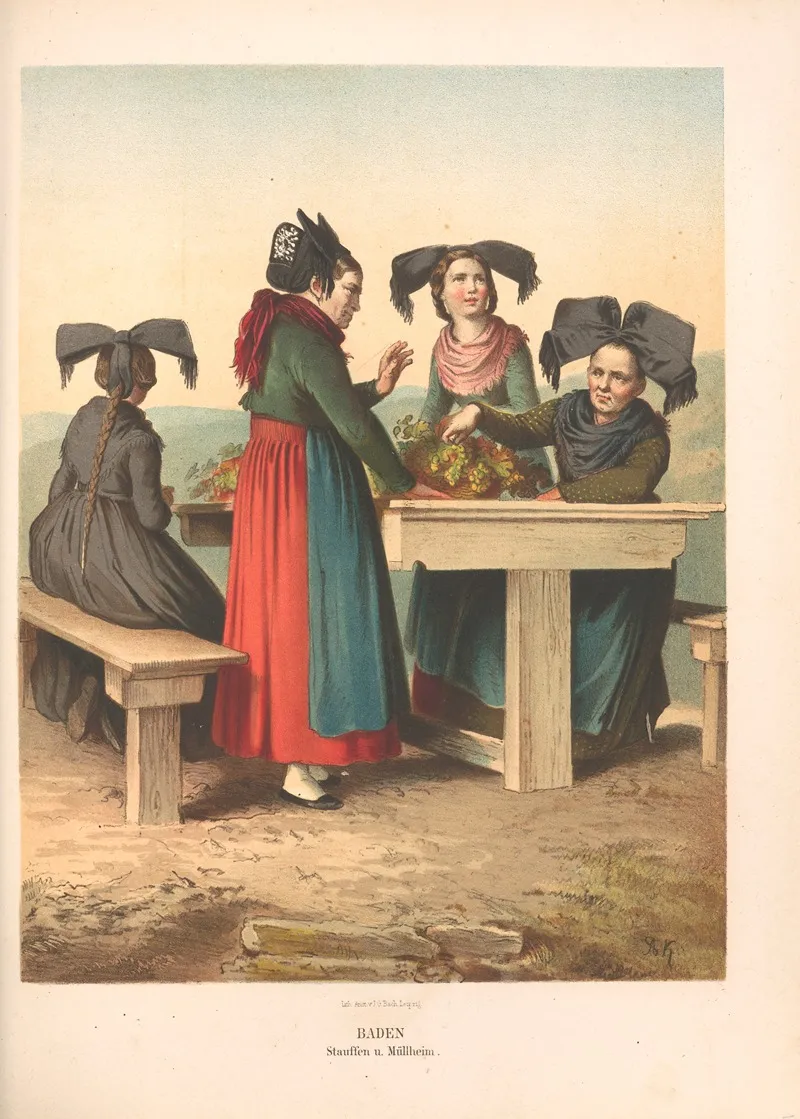 Deutsche Volkstrachten Pl 53 Wall Art by Albert Kretschmer - High-Resolution Digital Print