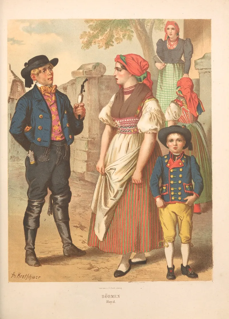 Deutsche Volkstrachten Pl 60 Wall Art by Albert Kretschmer - High-Resolution Digital Print