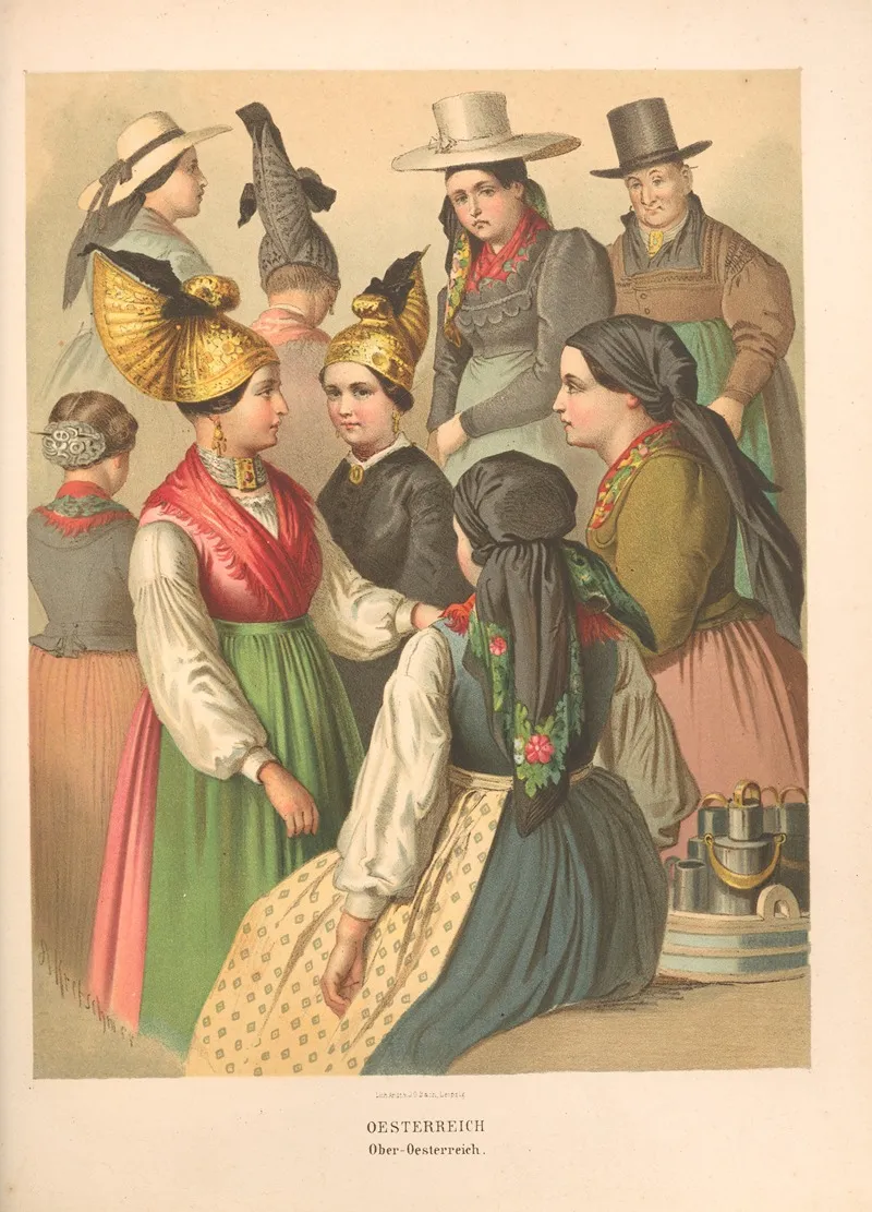 Deutsche Volkstrachten Pl 61 Wall Art by Albert Kretschmer - High-Resolution Digital Print