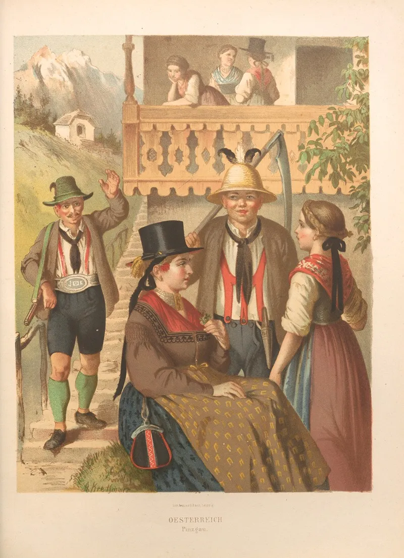 Deutsche Volkstrachten Pl 65 Wall Art by Albert Kretschmer - High-Resolution Digital Print