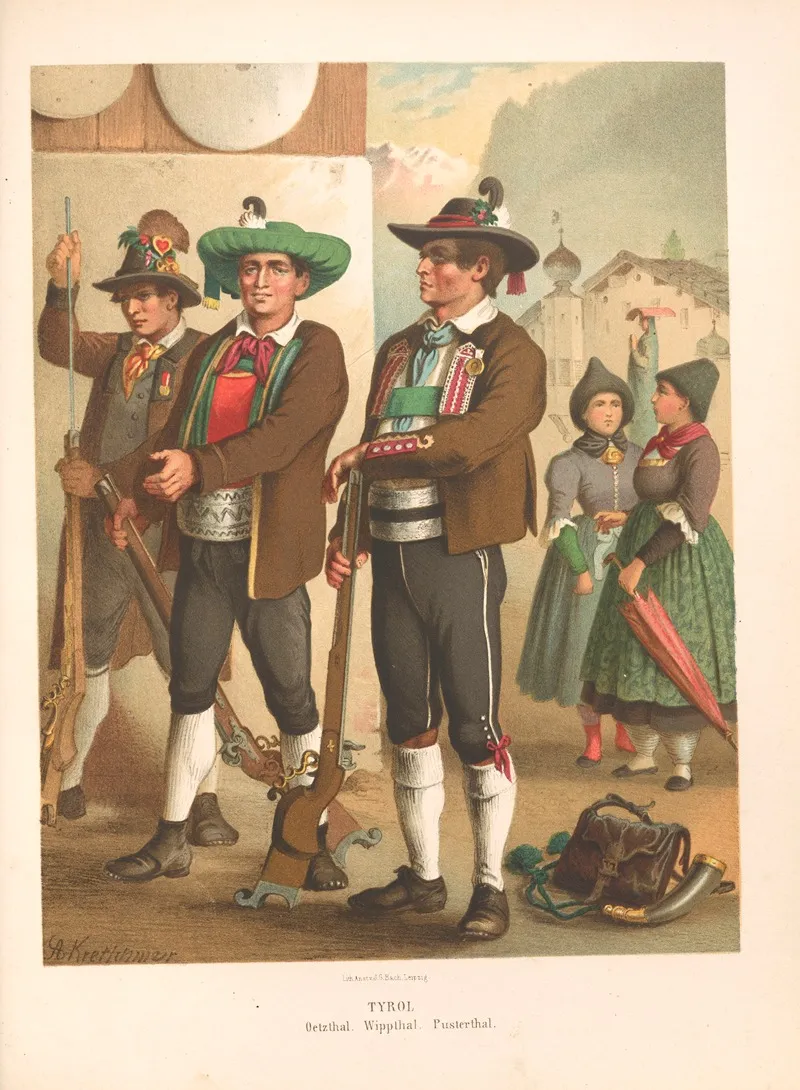 Deutsche Volkstrachten Pl 72 Wall Art by Albert Kretschmer - High-Resolution Digital Print