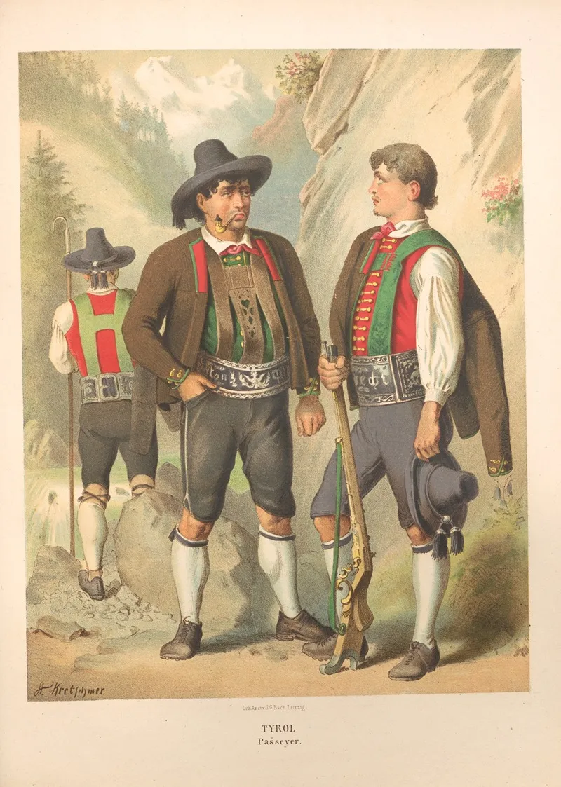 Deutsche Volkstrachten Pl 73 Wall Art by Albert Kretschmer - High-Resolution Digital Print