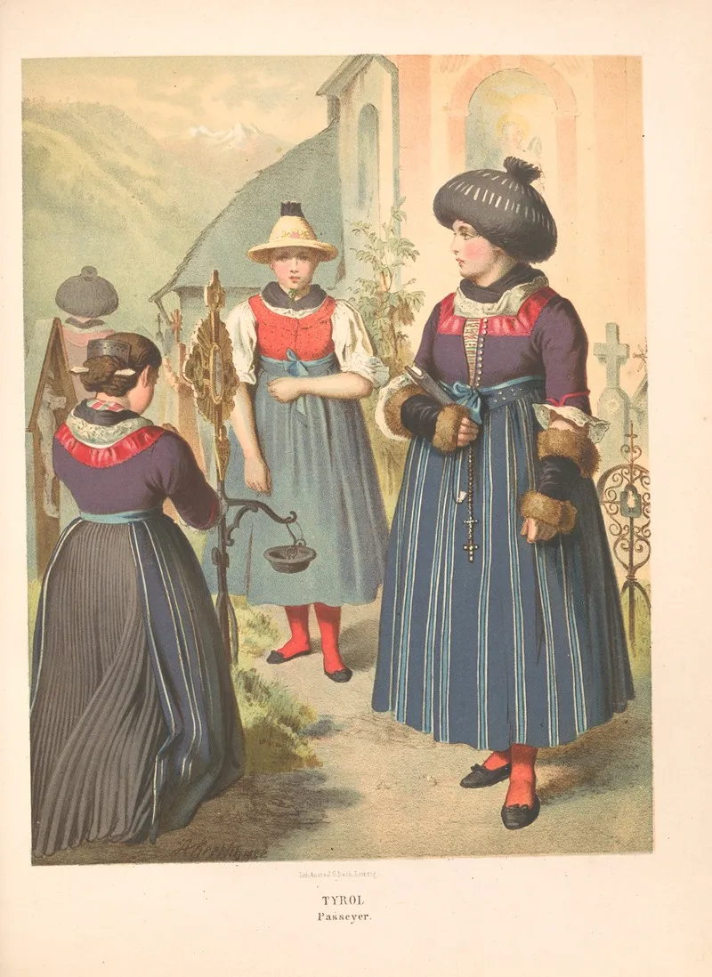 Deutsche Volkstrachten Pl 74 Wall Art by Albert Kretschmer - High-Resolution Digital Print