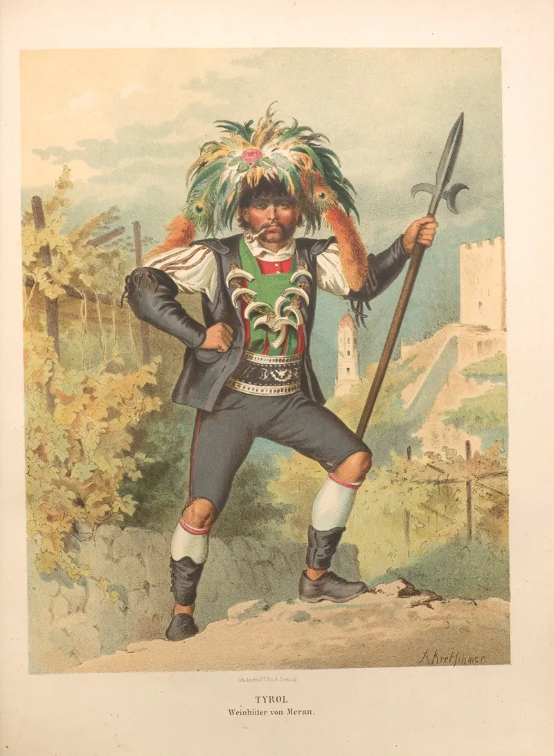 Deutsche Volkstrachten Pl 76 Wall Art by Albert Kretschmer - High-Resolution Digital Print
