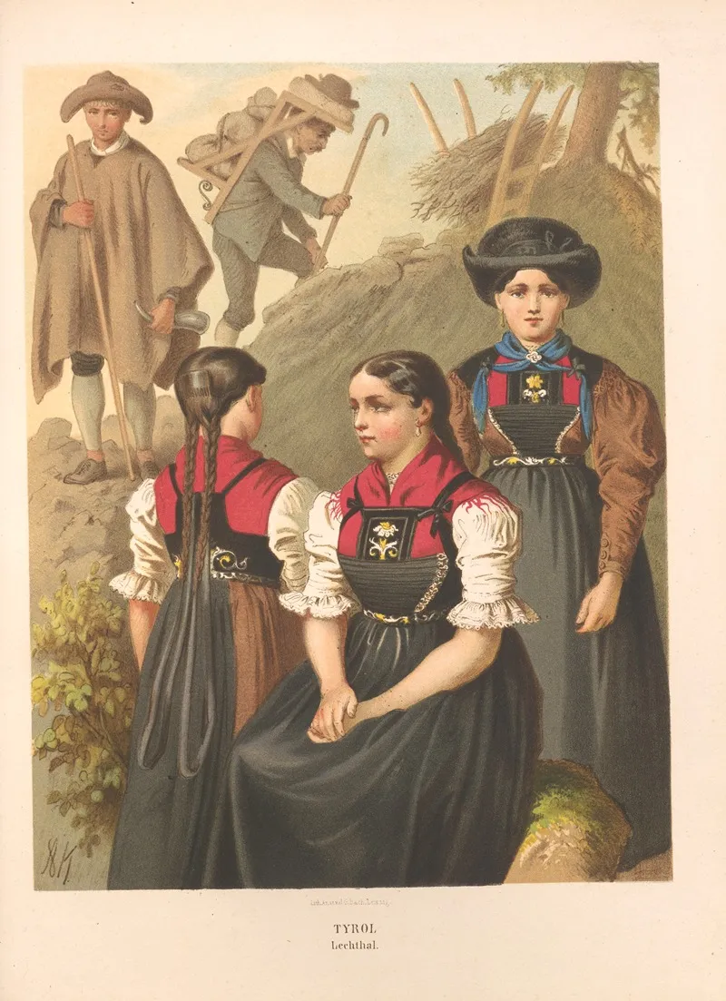 Deutsche Volkstrachten Pl 77 Wall Art by Albert Kretschmer - High-Resolution Digital Print