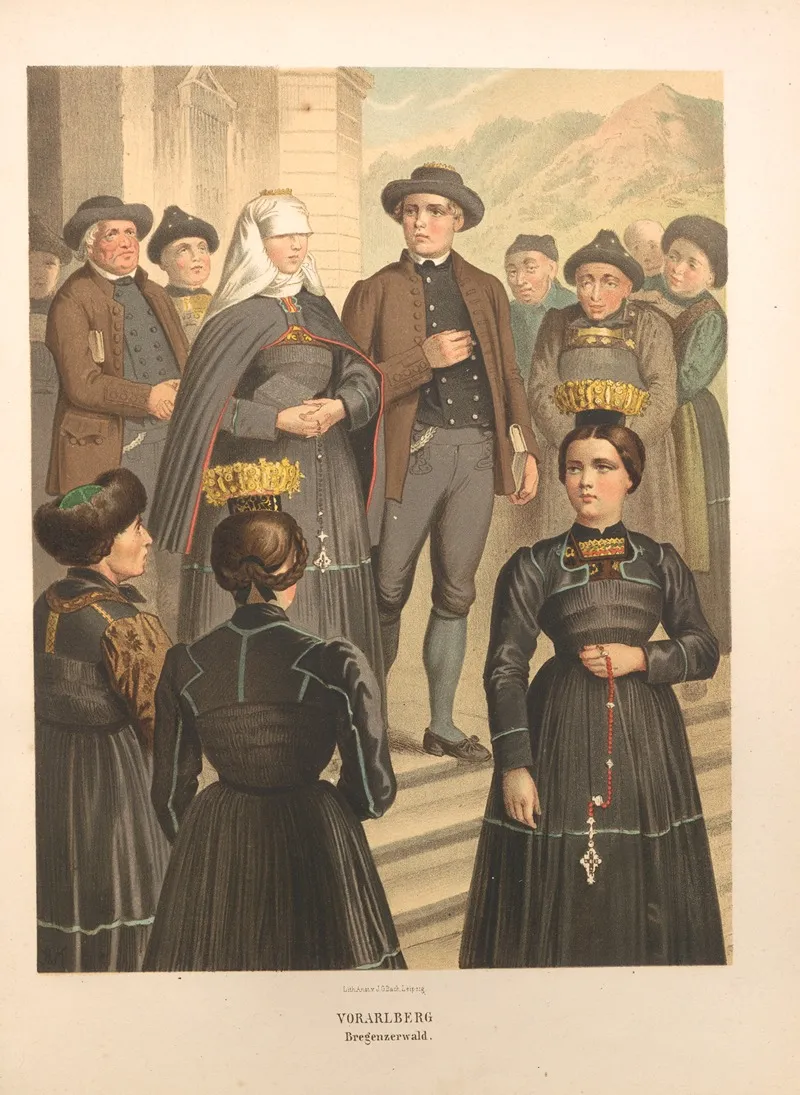 Deutsche Volkstrachten Pl 79 Wall Art by Albert Kretschmer - High-Resolution Digital Print