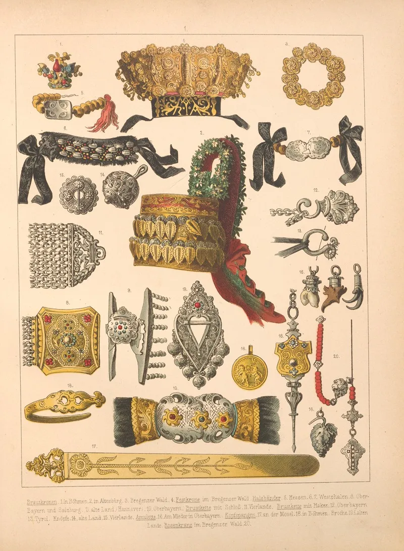 Deutsche Volkstrachten Pl 82 Wall Art by Albert Kretschmer - High-Resolution Digital Print