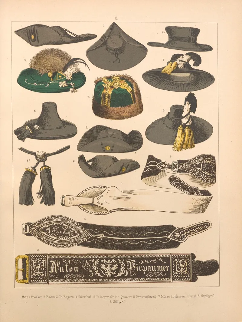 Deutsche Volkstrachten Pl 89 Wall Art by Albert Kretschmer - High-Resolution Digital Print