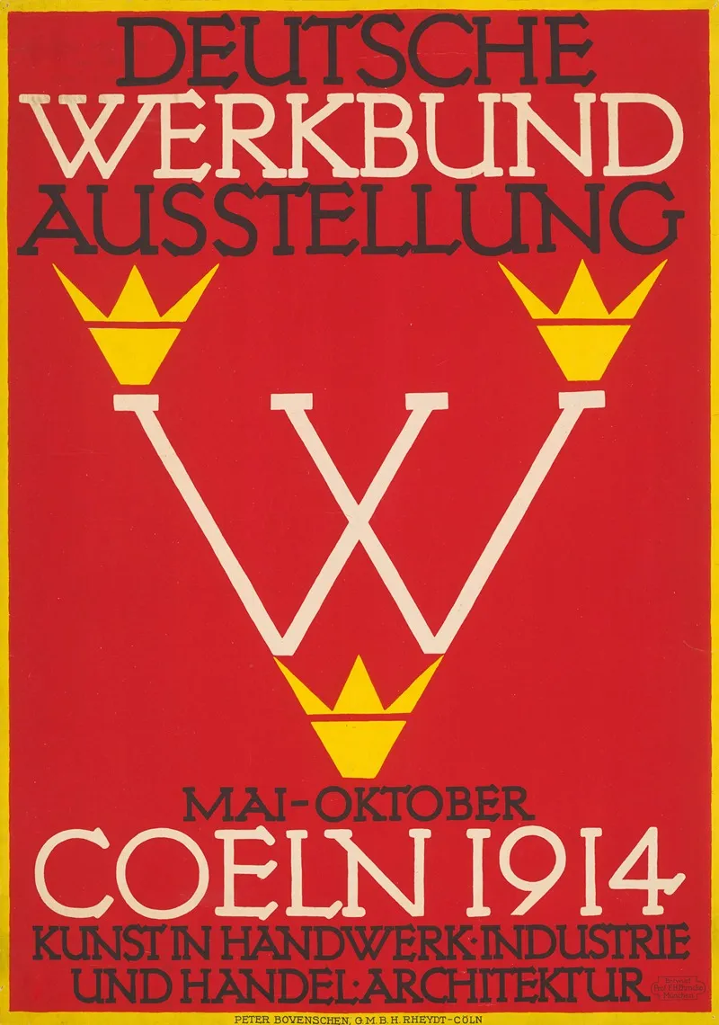 Deutsche Werkbund Ausstellung Coeln 1914 2 Wall Art by Fritz Helmuth Ehmcke - High-Resolution Digital Print