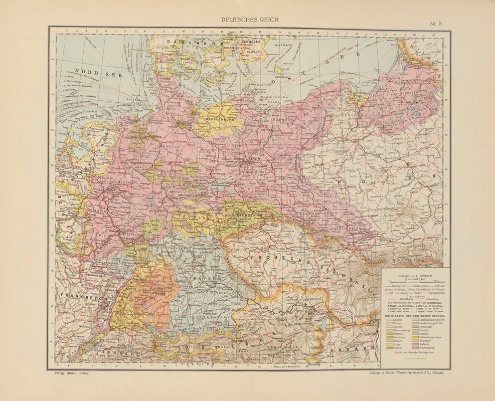 Deutsches Reich Wall Art by Geographisches Institut der Flemming-Wiskott - High-Resolution Digital Print