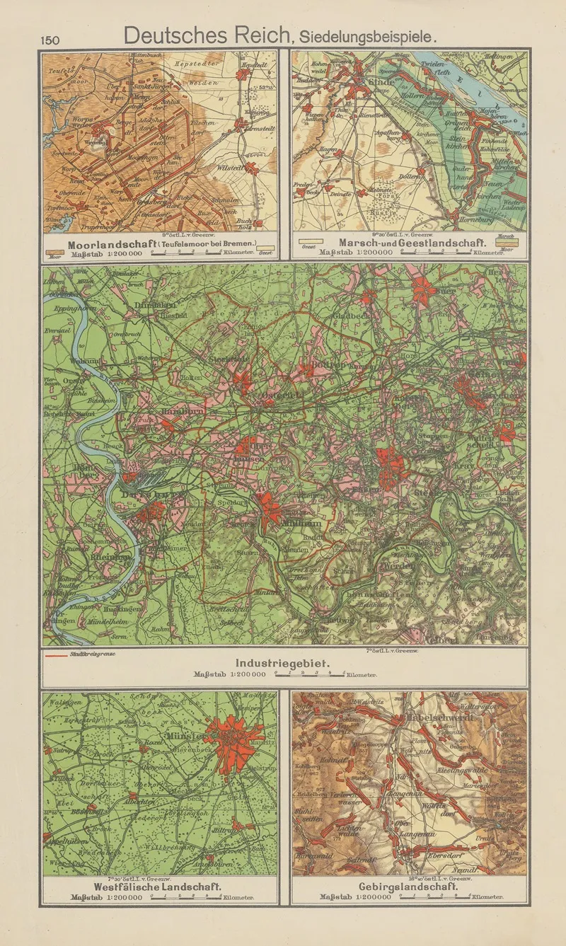Deutsches‎ ‎reich Siedelungsbeispiele 2 Wall Art by Carl Diercke - High-Resolution Digital Print