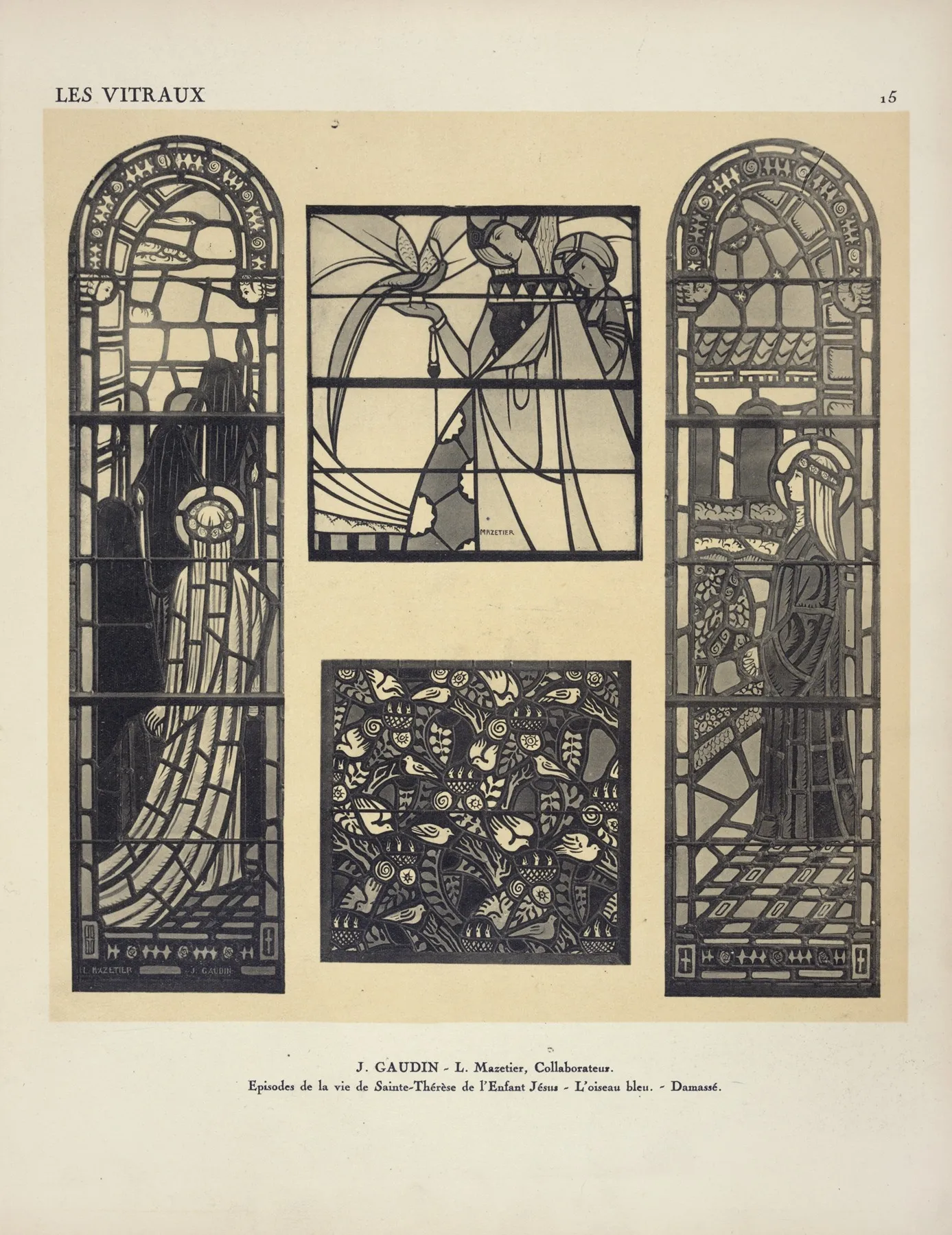 Deux Episodes De La Vie De Sainte Therese De Lenfant Jesus 2 Loiseau Bleu 3 Damasse Au Pavillon Du Vitrail Wall Art by Jacques Gruber - High-Resolution Digital Print