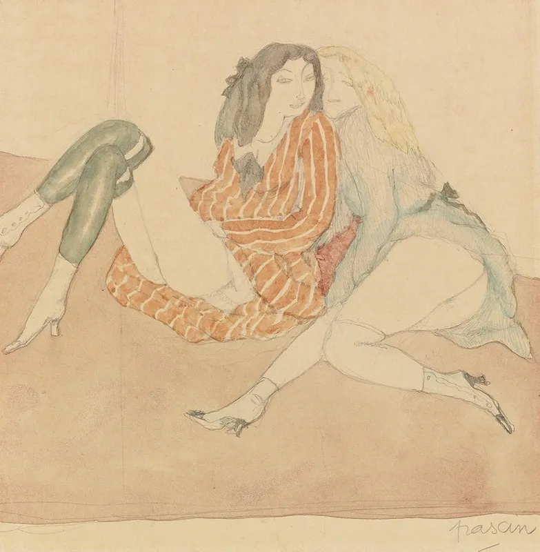 Deux Jeunes Filles Par Terre