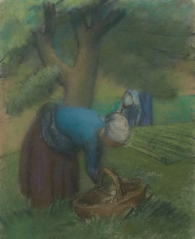 Deux Paysannes Au Verger Two Peasants In The Orchard Wall Art by Julio González Pola - High-Resolution Digital Print