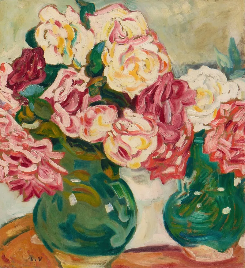 Deux Vases De Roses Wall Art by Louis Valtat - High-Resolution Digital Print