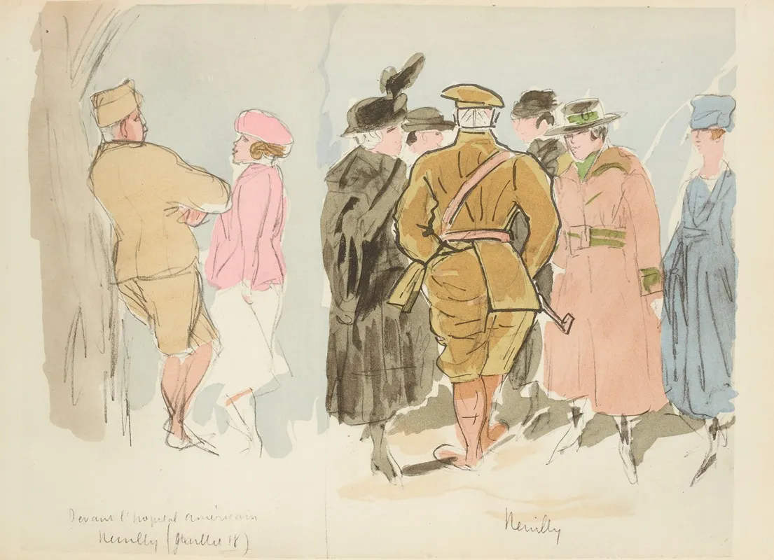 Devant Lhopital Americain Neuilly Juillet 1918 Wall Art by Paul Goute - High-Resolution Digital Print