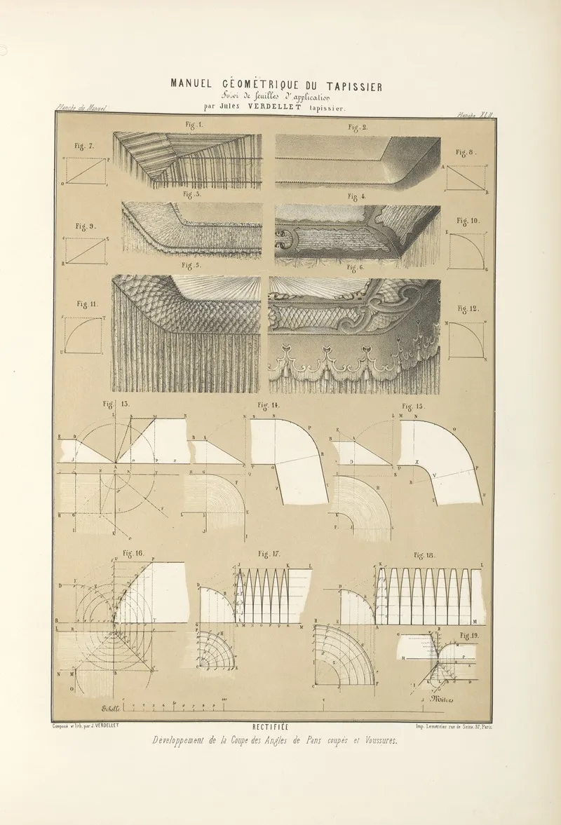 Developpement De La Coupe Des Angles De Pans Coupes Et Voussures Wall Art by Jules Verdellet - High-Resolution Digital Print