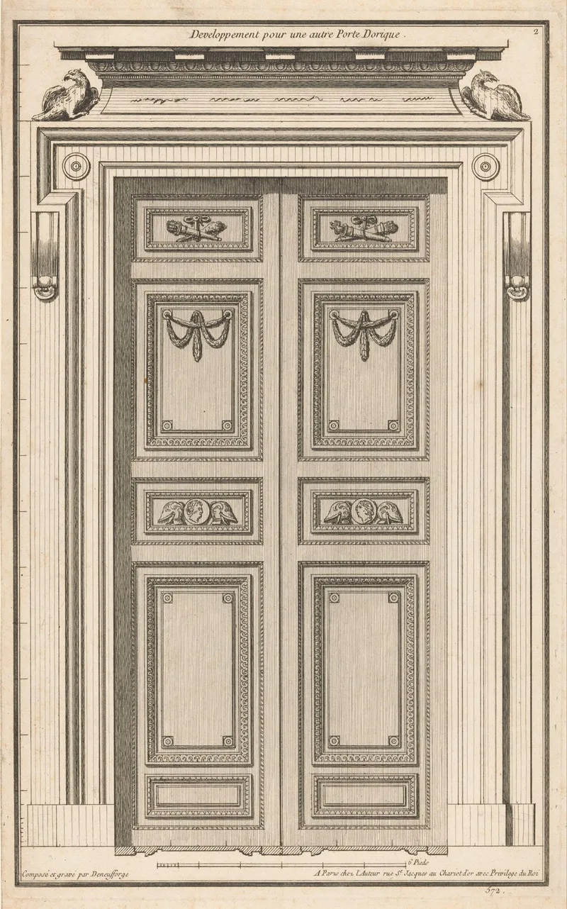 Developpement Pour Une Autre Porte Dorique Wall Art by Jean François de Neufforge - High-Resolution Digital Print