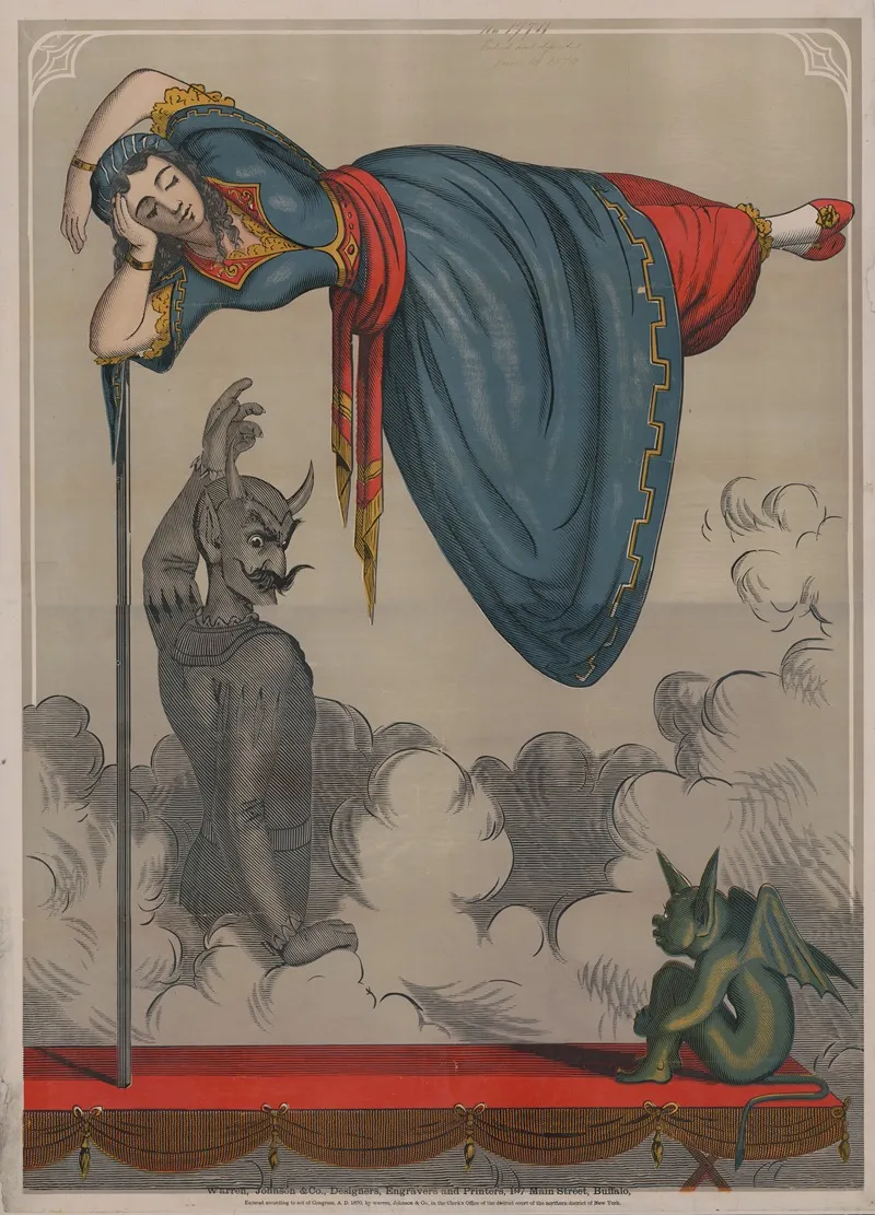 Devils And Floating Girl Circus Stock Poster by Warren, Johnson &amp; Co. - High-Resolution Digital Print