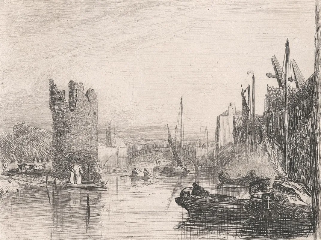 Devils Tower Looking Towards Carrow Bridge From Norwich Wall Art by Thomas Lound - High-Resolution Digital Print