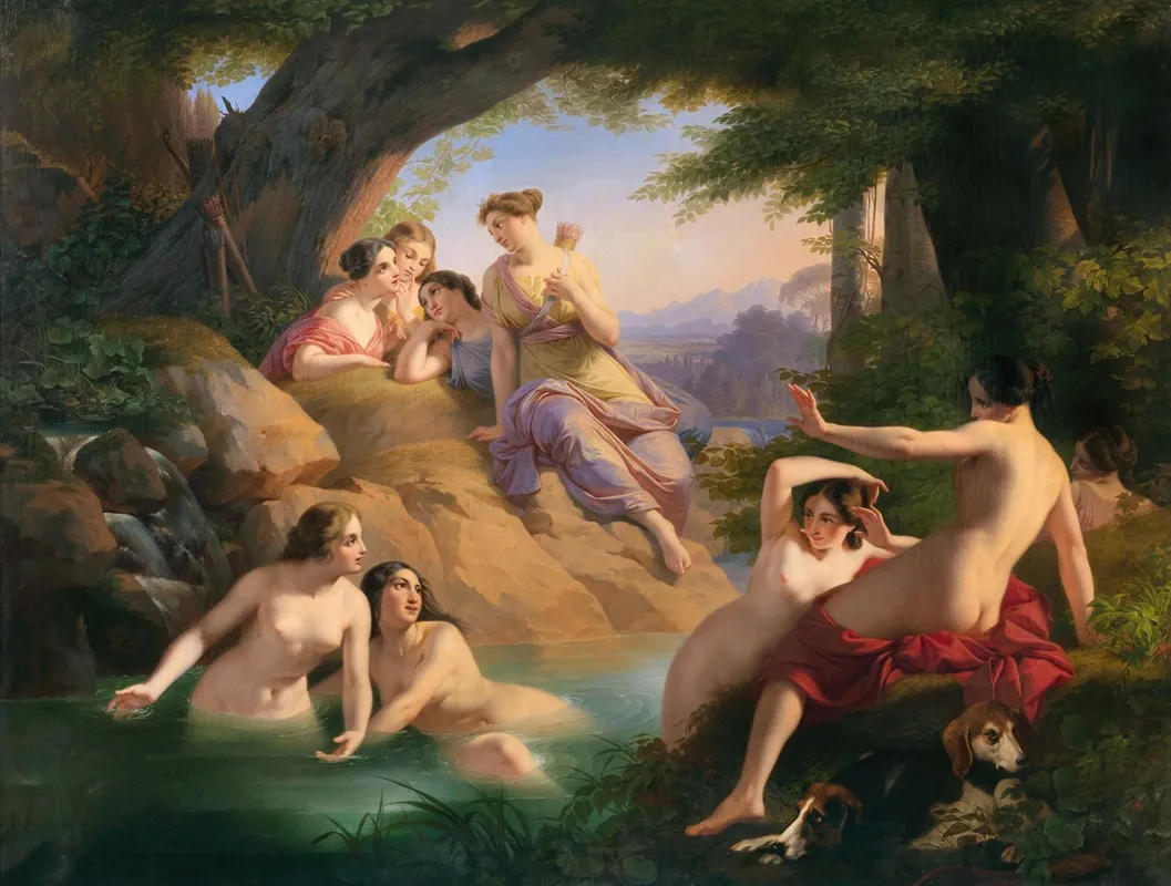 Diana And Her Nymphs Bathing 3 Wall Art by Paul Emil Jacobs - High-Resolution Digital Print