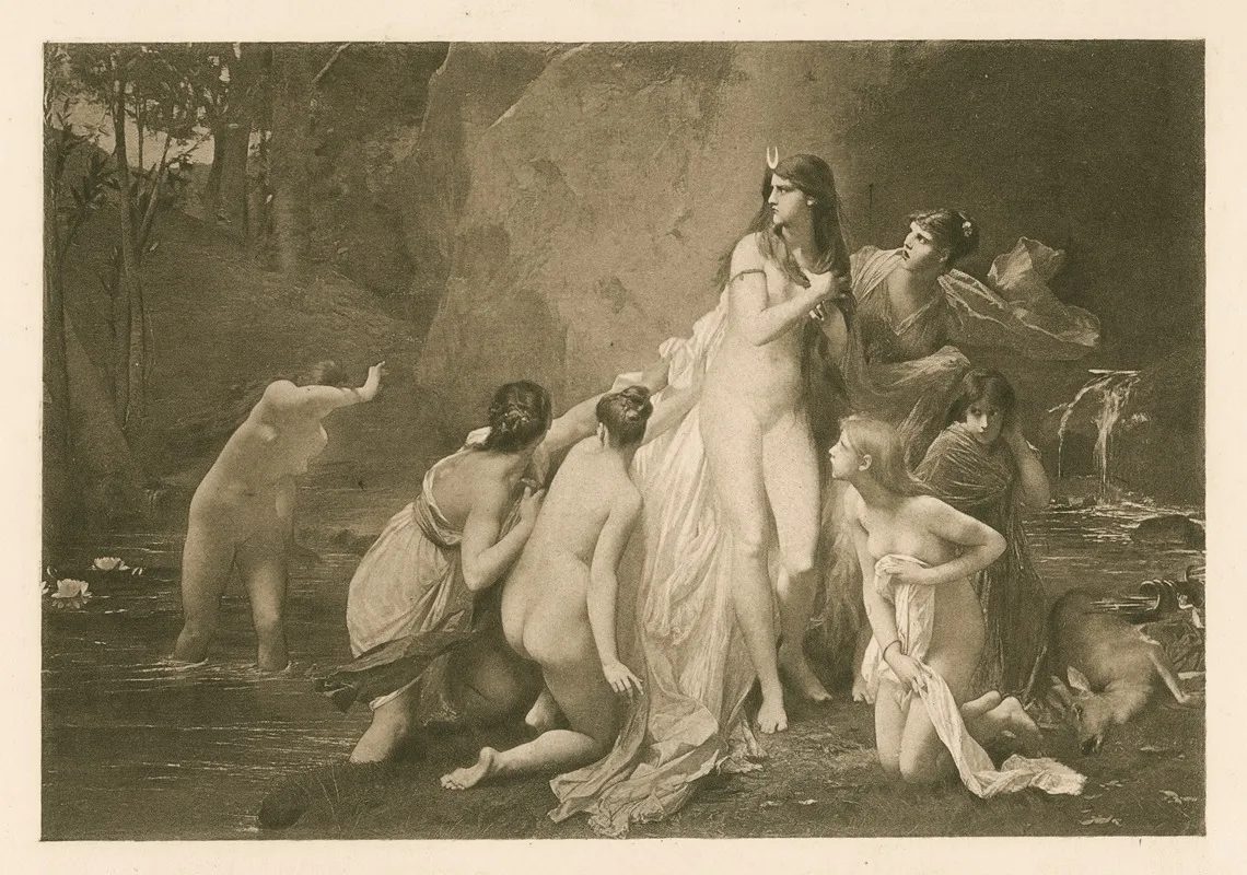 Diana Surprised While Bathing Wall Art by Jules Joseph Lefebvre - High-Resolution Digital Print