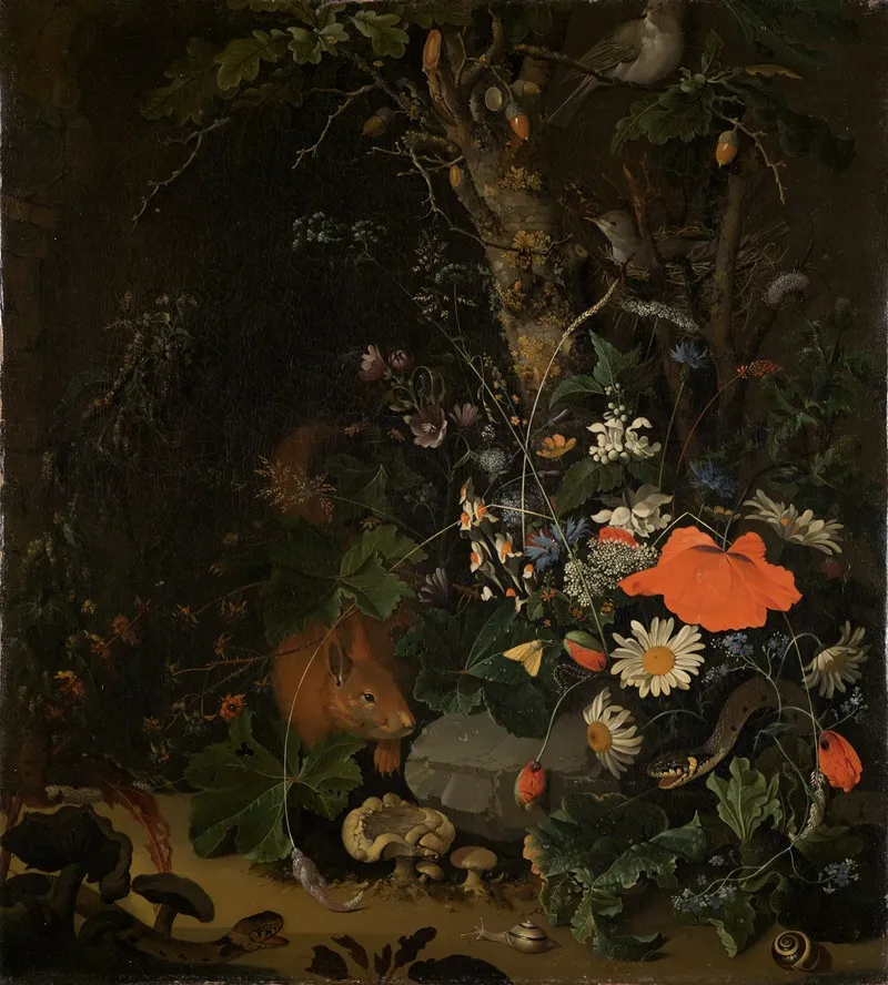 Dickicht Mit Blumen Und Tieren Wall Art by Anna Elisabeth Ruysch - High-Resolution Digital Print