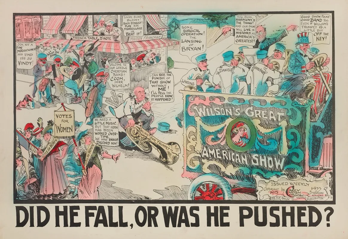 Did He Fall Or Was He Pushed Wall Art by Carey Cartoon Service - High-Resolution Digital Print