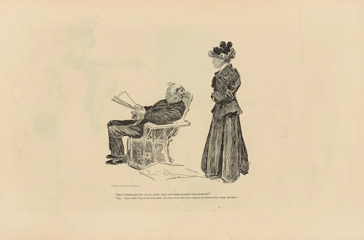 Did I Understand You To Say John That The Tenor Married The Contralto 2 Wall Art by Charles Dana Gibson - High-Resolution Digital Print