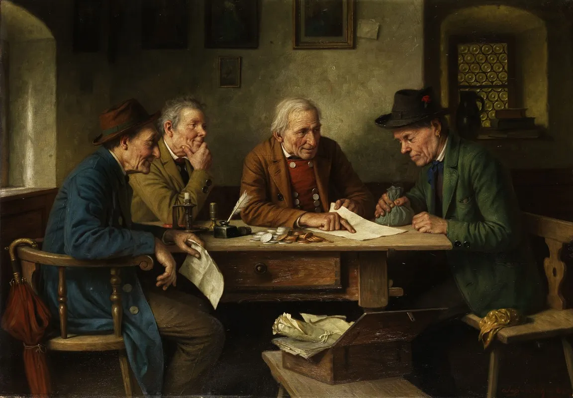 Die Abrechnung Beim Notar Wall Art by Josef Wagner-Höhenberg - High-Resolution Digital Print