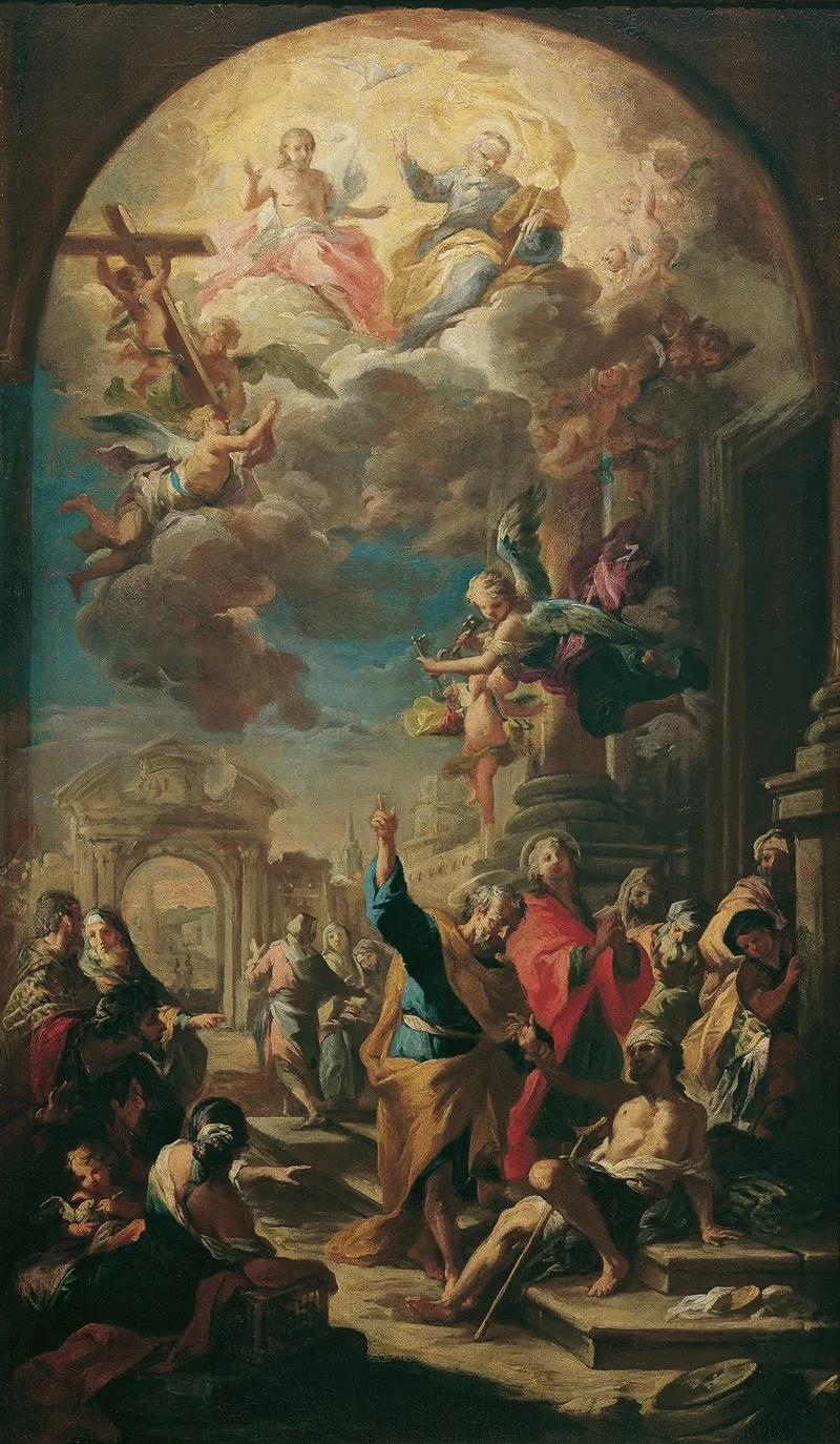 Die Apostel Petrus Und Johannes Heilen Einen Wall Art by Martino Altomonte - High-Resolution Digital Print