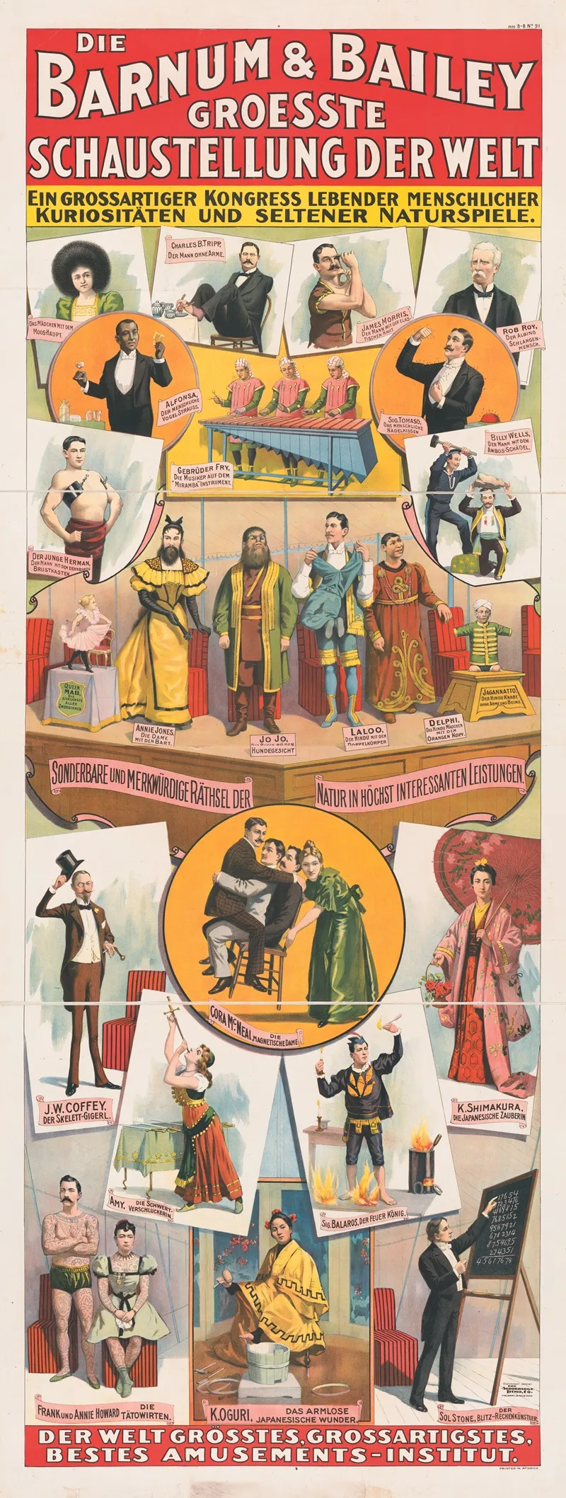 Die Barnum Bailey Groesste Schaustellung Der Welt Ein Grossartiger Kongress Lebender Kenschlicher Kuriositaten