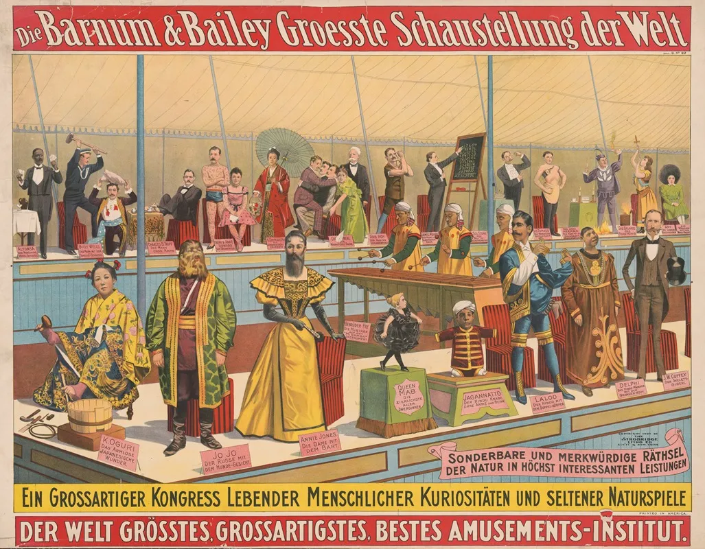 Die Barnum Bailey Groesste Schaustellung Der Welt Ein Grossartiger Kongress Lebender Menschlicher Kuriositaten