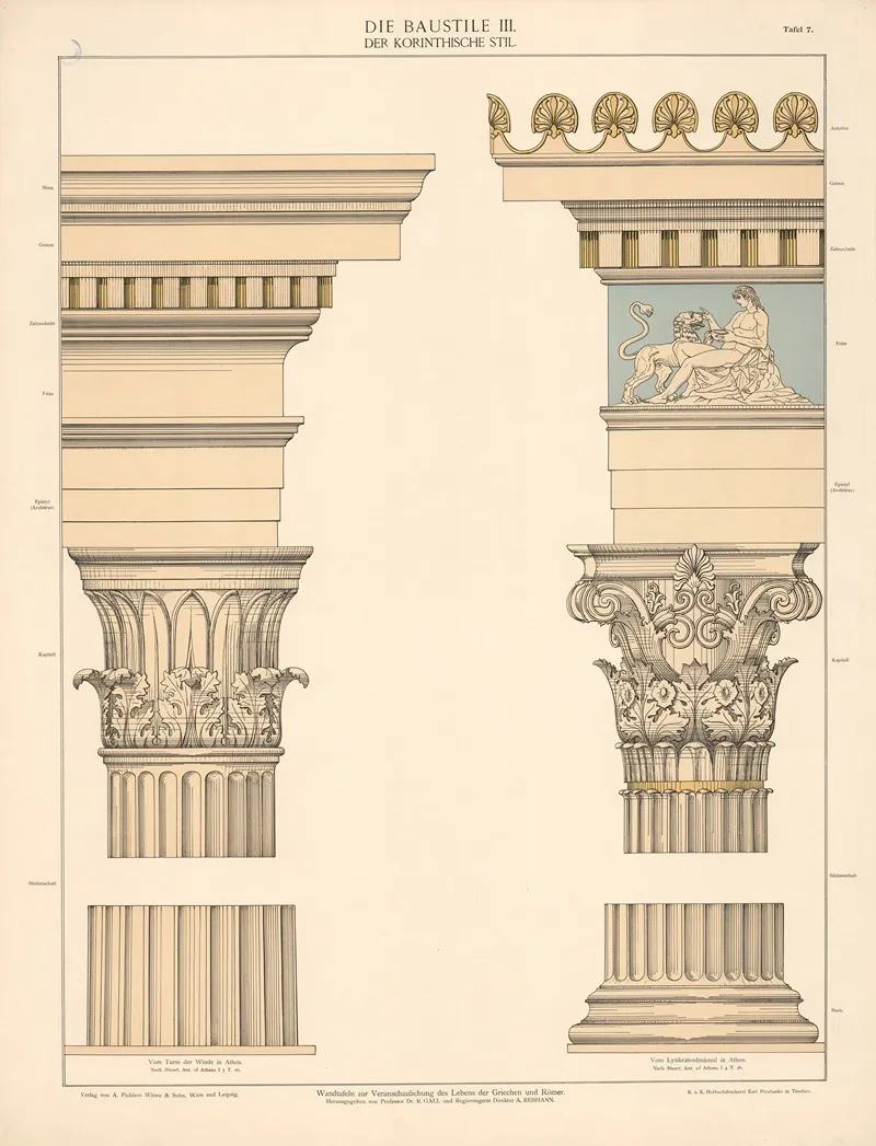 Die Baustile Iii Der Korinthische Stil Wall Art by A. Pichlers Witwe & Sohn - High-Resolution Digital Print