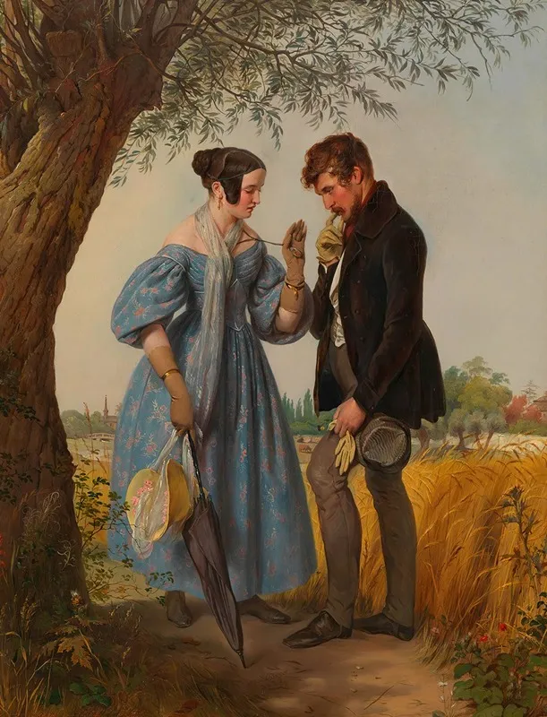 Die Begegnung Wall Art by Josef Danhauser - High-Resolution Digital Print